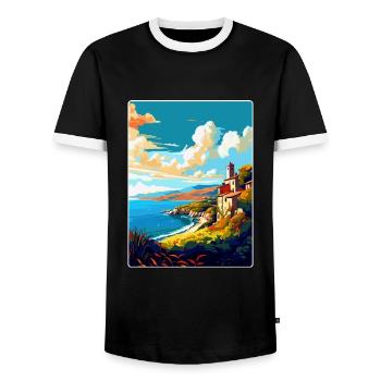 Galice Espagne Affiche de voyage vintage WPA Souvenir - T-shirt contrasté Homme - noir/blanc - Devant - AI Model Female 172 light (172cm) & AI Model Male 178 light (178cm)