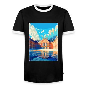 Versailles Frankreich Vintage Reiseplakat Souvenir - Männer Kontrast-T-Shirt - Schwarz/Weiß - Vorne - AI Model Female 172 light (172cm) & AI Model Male 178 light (178cm)