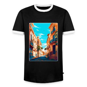 Valencia Spanien Vintage Reiseplakat Souvenir WPA - Männer Kontrast-T-Shirt - Schwarz/Weiß - Vorne - AI Model Female 172 light (172cm) & AI Model Male 178 light (178cm)