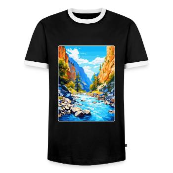 Samaria Schlucht Griechenland Vintage Reise Poster WPA Kunst - Männer Kontrast-T-Shirt - Schwarz/Weiß - Vorne - AI Model Female 172 light (172cm) & AI Model Male 178 light (178cm)