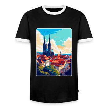 Brno République tchèque Poster de voyage vintage souvenir - T-shirt contrasté Homme - noir/blanc - Devant - AI Model Female 172 light (172cm) & AI Model Male 178 light (178cm)