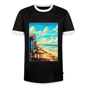 Zandvoort Niederlande Vintage Reiseplakat WPA - Männer Kontrast-T-Shirt - Schwarz/Weiß - Vorne - AI Model Female 172 light (172cm) & AI Model Male 178 light (178cm)