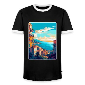 Naples Italy Vintage Travel Poster WPA Souvenir - Men's Ringer Shirt - black/white - Front - AI Model Female 172 light (172cm) & AI Model Male 178 light (178cm)