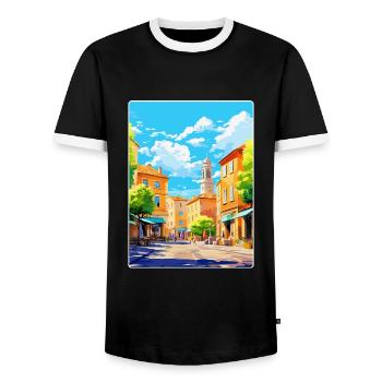 Aix En Provence France Vintage Travel Poster WPA - Men's Ringer Shirt - black/white - Front - AI Model Female 172 light (172cm) & AI Model Male 178 light (178cm)