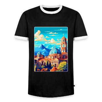 Sofia Bulgaria Vintage Travel Poster Souvenir WPA - Men's Ringer Shirt - black/white - Front - AI Model Female 172 light (172cm) & AI Model Male 178 light (178cm)