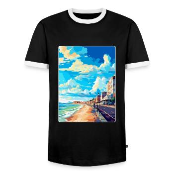 Hove England Uk Vintage Reiseplakat Souvenir WPA - Männer Kontrast-T-Shirt - Schwarz/Weiß - Vorne - AI Model Female 172 light (172cm) & AI Model Male 178 light (178cm)
