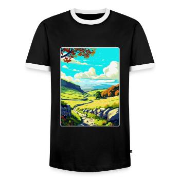 Affiche de voyage du parc national des Yorkshire Dales WPA - T-shirt contrasté Homme - noir/blanc - Devant - AI Model Female 172 light (172cm) & AI Model Male 178 light (178cm)