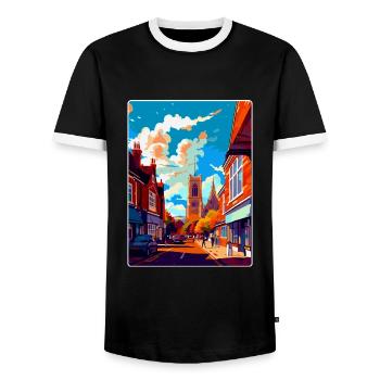 Guildford Angleterre Royaume-Uni Affiche de voyage vintage WPA Art - T-shirt contrasté Homme - noir/blanc - Devant - AI Model Female 172 light (172cm) & AI Model Male 178 light (178cm)