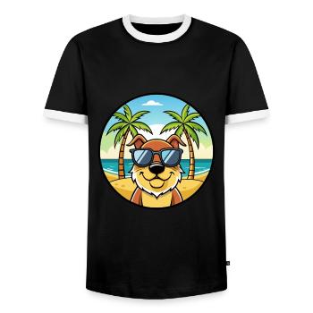Berger De Beauce Dog Breed Cartoon Sunglass Beach - Men's Ringer Shirt - black/white - Front - AI Model Female 172 light (172cm) & AI Model Male 178 light (178cm)
