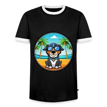 Bluetick Coonhound Dog Breed Cartoon Sunglasses - Men's Ringer Shirt - black/white - Front - AI Model Female 172 light (172cm) & AI Model Male 178 light (178cm)