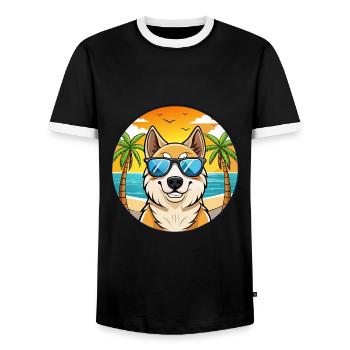 Berger d’Asie centrale Race Cartoon Beach - T-shirt contrasté Homme - noir/blanc - Devant - AI Model Female 172 light (172cm) & AI Model Male 178 light (178cm)