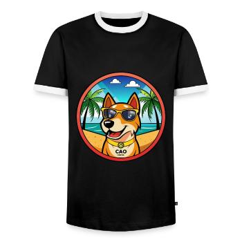 Cao De Gado Transmontano Hunderasse Cartoon Strand - Männer Kontrast-T-Shirt - Schwarz/Weiß - Vorne - AI Model Female 172 light (172cm) & AI Model Male 178 light (178cm)