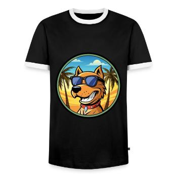 Kanarische Warren Hound Hunderasse Cartoon Sonnenbrille - Männer Kontrast-T-Shirt - Schwarz/Weiß - Vorne - AI Model Female 172 light (172cm) & AI Model Male 178 light (178cm)
