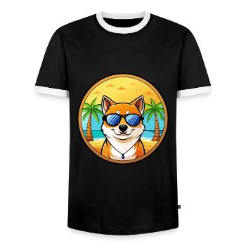 Shih Poo Hunderasse Cartoon Sonnenbrille Strand - Männer Kontrast-T-Shirt - Schwarz/Weiß - Vorne - AI Model Female 172 light (172cm) & AI Model Male 178 light (178cm)