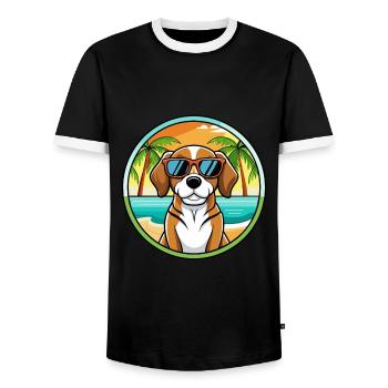Beagle Harrier Hunderasse Cartoon Sonnenbrille Strand - Männer Kontrast-T-Shirt - Schwarz/Weiß - Vorne - AI Model Female 172 light (172cm) & AI Model Male 178 light (178cm)