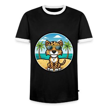 Léopard Chien Race Chien Dessin Animé Lunettes De Soleil Plage - T-shirt contrasté Homme - noir/blanc - Devant - AI Model Female 172 light (172cm) & AI Model Male 178 light (178cm)