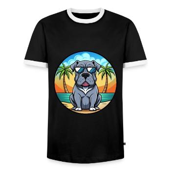 Neapolitan Mastiff Dog Breed Cartoon Sunglasses - Men's Ringer Shirt - black/white - Front - AI Model Female 172 light (172cm) & AI Model Male 178 light (178cm)