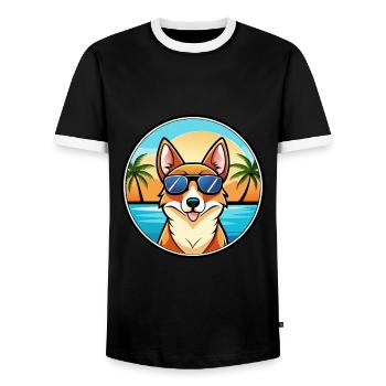 Norwegische Lundehund Hunderasse Cartoon Sonnenbrille - Männer Kontrast-T-Shirt - Schwarz/Weiß - Vorne - AI Model Female 172 light (172cm) & AI Model Male 178 light (178cm)
