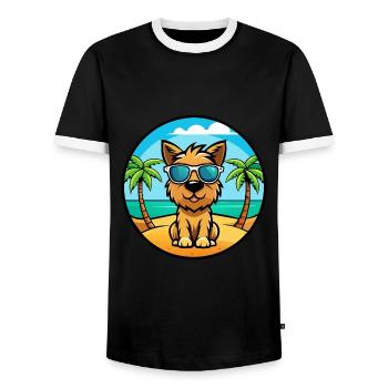 Tenterfield Terrier Hunderasse Cartoon Sonnenbrille - Männer Kontrast-T-Shirt - Schwarz/Weiß - Vorne - AI Model Female 172 light (172cm) & AI Model Male 178 light (178cm)