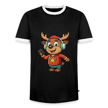orignal drôle personnage de dessin animé musique de casque - T-shirt contrasté Homme - noir/blanc - Devant - AI Model Female 172 light (172cm) & AI Model Male 178 light (178cm)