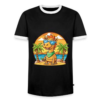 Camel Lustige Cartoon Sommer Strand Sonnenbrille - Männer Kontrast-T-Shirt - Schwarz/Weiß - Vorne - AI Model Female 172 light (172cm) & AI Model Male 178 light (178cm)
