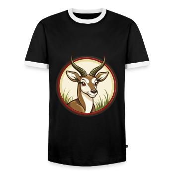 Impala Bunte Kawaii Cartoon Figur Clipart - Männer Kontrast-T-Shirt - Schwarz/Weiß - Vorne - AI Model Female 172 light (172cm) & AI Model Male 178 light (178cm)
