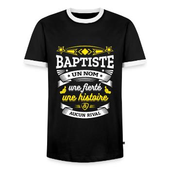 BAPTISTE UN NOM UNE FIERTÉ AUCUN RIVAL - T-shirt contrasté Homme - noir/blanc - Devant - AI Model Female 172 light (172cm) & AI Model Male 178 light (178cm)