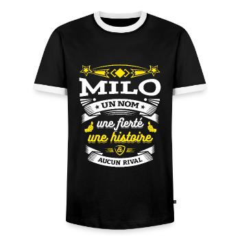 MILO UN NOM UNE FIERTÉ AUCUN RIVAL - T-shirt contrasté Homme - noir/blanc - Devant - AI Model Female 172 light (172cm) & AI Model Male 178 light (178cm)