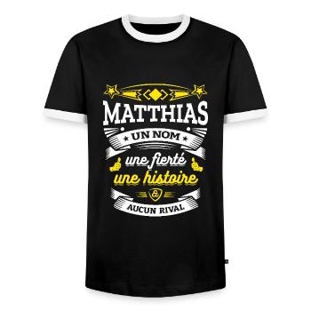 MATTHIAS UN NOM UNE FIERTÉ AUCUN RIVAL - T-shirt contrasté Homme - noir/blanc - Devant - AI Model Female 172 light (172cm) & AI Model Male 178 light (178cm)