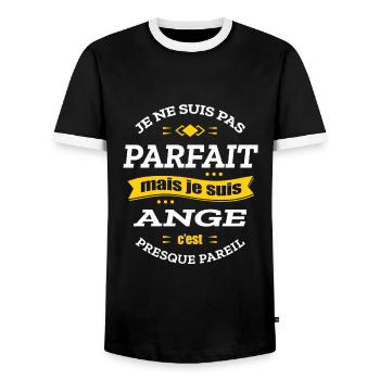 ANGE PARFAIT - PRENOM ANGE - T-shirt contrasté Homme - noir/blanc - Devant - AI Model Female 172 light (172cm) & AI Model Male 178 light (178cm)