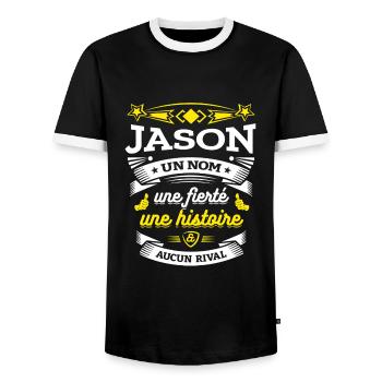 JASON UN NOM UNE FIERTÉ AUCUN RIVAL - T-shirt contrasté Homme - noir/blanc - Devant - AI Model Female 172 light (172cm) & AI Model Male 178 light (178cm)