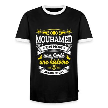 MOUHAMED UN NOM UNE FIERTÉ AUCUN RIVAL - T-shirt contrasté Homme - noir/blanc - Devant - AI Model Female 172 light (172cm) & AI Model Male 178 light (178cm)