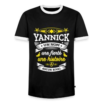 YANNICK UN NOM UNE FIERTÉ AUCUN RIVAL - T-shirt contrasté Homme - noir/blanc - Devant - AI Model Female 172 light (172cm) & AI Model Male 178 light (178cm)