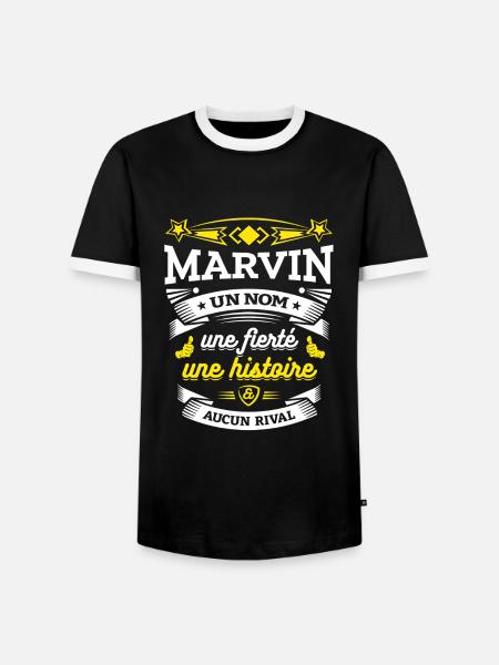 MARVIN PARFAIT - PRENOM MARVIN - T-shirt contrasté Homme - noir/blanc