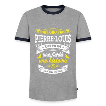 PIERRE-LOUIS UN NOM UNE FIERTÉ AUCUN RIVAL - T-shirt contrasté Homme - gris/marine  - Devant - AI Model Female 172 light (172cm) & AI Model Male 178 light (178cm)