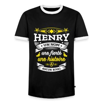 HENRY UN NOM UNE FIERTÉ AUCUN RIVAL - T-shirt contrasté Homme - noir/blanc - Devant - AI Model Female 172 light (172cm) & AI Model Male 178 light (178cm)