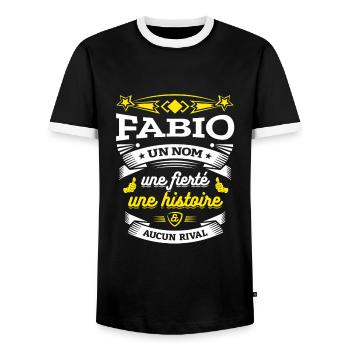 FABIO UN NOM UNE FIERTÉ AUCUN RIVAL - T-shirt contrasté Homme - noir/blanc - Devant - AI Model Female 172 light (172cm) & AI Model Male 178 light (178cm)