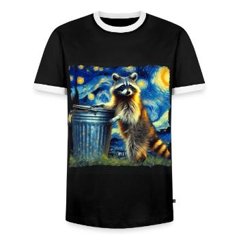 Waschbär Starry Night - Männer Kontrast-T-Shirt - Schwarz/Weiß - Vorne - AI Model Female 172 light (172cm) & AI Model Male 178 light (178cm)