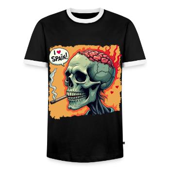 Zombie Skull – I Love Spain Design - Men's Ringer Shirt - black/white - Front - AI Model Female 172 light (172cm) & AI Model Male 178 light (178cm)