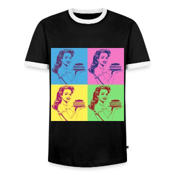Baking Cake Baking Queen Baking Fairy Baker Pop Art - Men's Ringer Shirt - black/white - Front - AI Model Female 172 light (172cm) & AI Model Male 178 light (178cm)