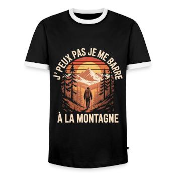 J’PEUX PAS JE ME BARRE À LA MONTAGNE - T-shirt contrasté Homme - noir/blanc - Devant - AI Model Female 172 light (172cm) & AI Model Male 178 light (178cm)