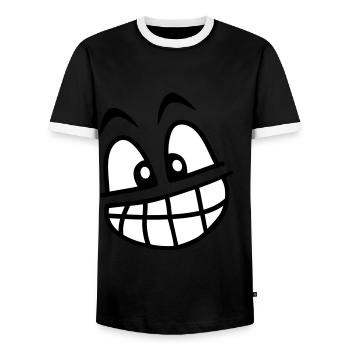 grin_face_2c - Männer Kontrast-T-Shirt - Schwarz/Weiß - Vorne - AI Model Female 172 light (172cm) & AI Model Male 178 light (178cm)