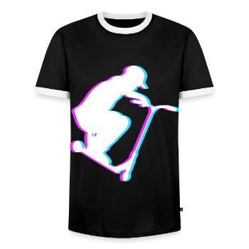 Cooles Stunt Scooter Tretroller Skater Geschenk - Männer Kontrast-T-Shirt - Schwarz/Weiß - Vorne - AI Model Female 172 light (172cm) & AI Model Male 178 light (178cm)