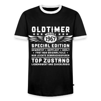 Oldtimer Jahrgang 1967 55. Geburtstag Geschenk Fun - Männer Kontrast-T-Shirt - Schwarz/Weiß - Vorne - AI Model Female 172 light (172cm) & AI Model Male 178 light (178cm)