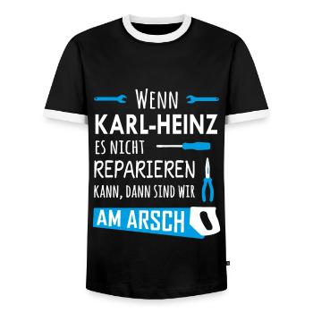Lustiger Heimwerker und Handwerker Spruch Karl-Hei - Männer Kontrast-T-Shirt - Schwarz/Weiß - Vorne - AI Model Female 172 light (172cm) & AI Model Male 178 light (178cm)