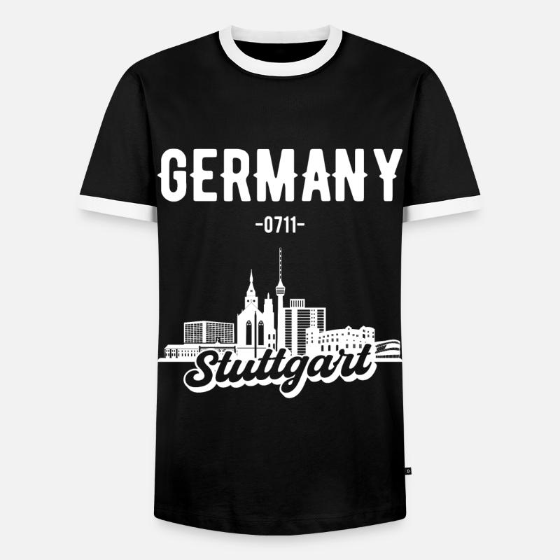 Stuttgart Germany Skyline Gift - Men's Ringer Shirt - black/white