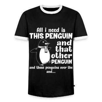 pingouins tout ce dont j’ai besoin est le pingouin - pingouin tshirt - T-shirt contrasté Homme - noir/blanc - Devant - AI Model Female 172 light (172cm) & AI Model Male 178 light (178cm)