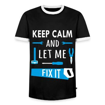 Keep calm and let me fix it - Men's Ringer Shirt - black/white - Front - AI Model Female 172 light (172cm) & AI Model Male 178 light (178cm)