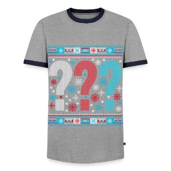 The Three ??? Ugly Xmas Christmas - Men's Ringer Shirt - grey/navy  - Front - AI Model Female 172 light (172cm) & AI Model Male 178 light (178cm)