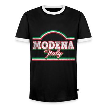 Modena Italien Stadt Skyline Schrift Vintage Retro - Männer Kontrast-T-Shirt - Schwarz/Weiß - Vorne - AI Model Female 172 light (172cm) & AI Model Male 178 light (178cm)